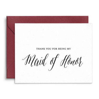 Thank you for being my maid of honor wedding note card - xoxokristen