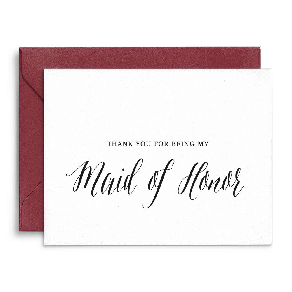 Thank you for being my maid of honor wedding note card - xoxokristen