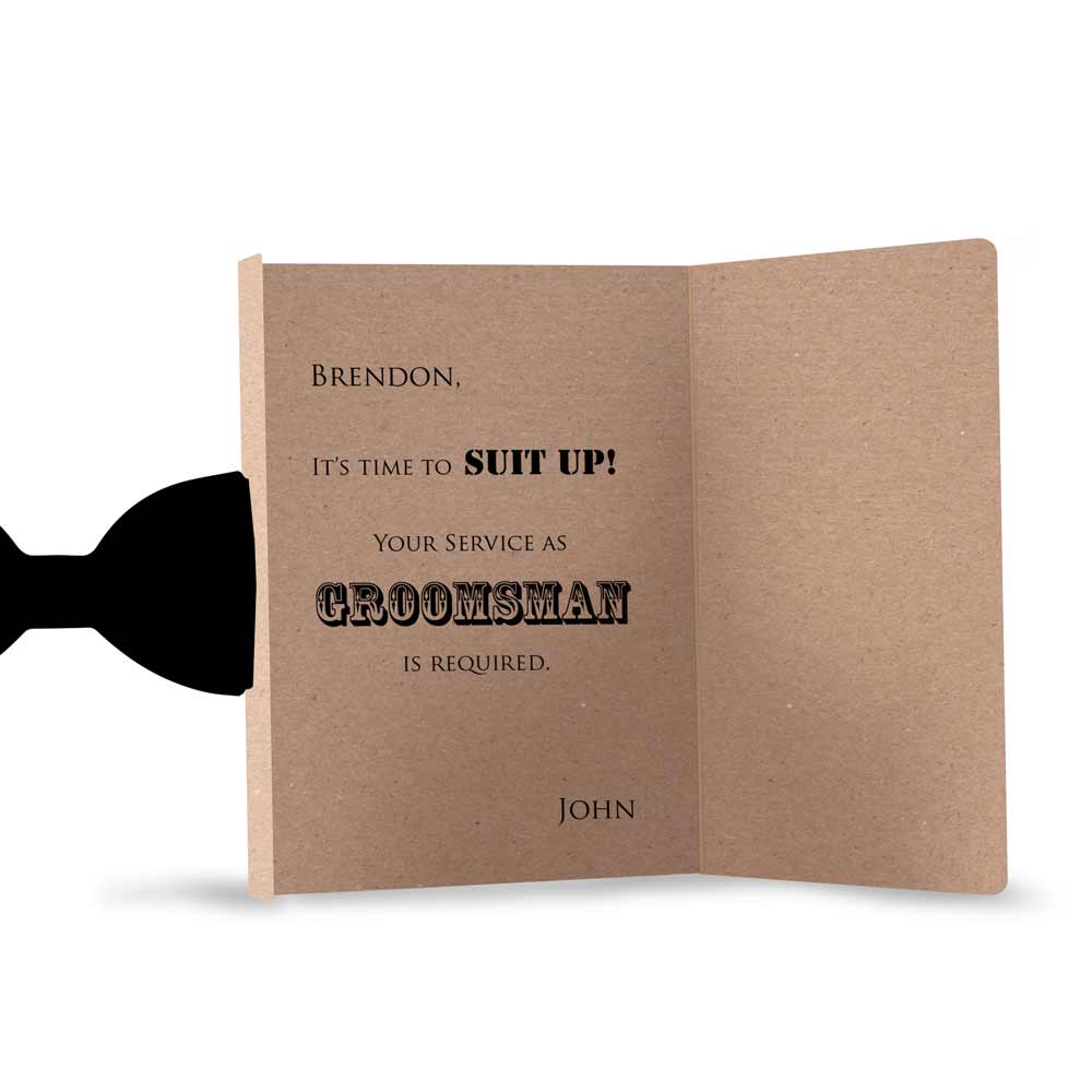 Free food & drinks Will you be my groomsman rustic proposal card with magnetic bow tie - XOXOKristen