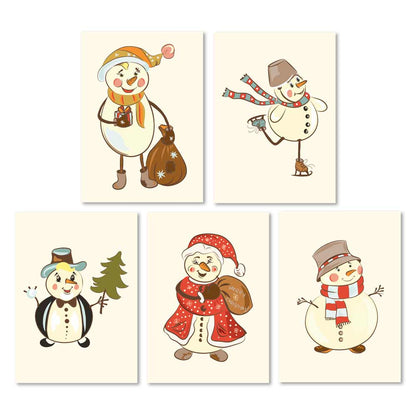 Set of 6 cute snowman holiday cards to decorate your Christmas presents - XOXOKristen