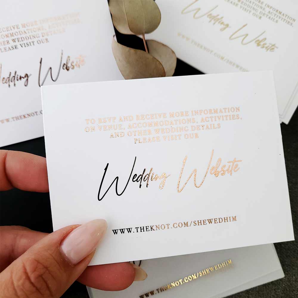 Foiled wedding website insert cards -  XOXOKristen 