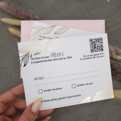gold foiled rsvp card with qr code - XOXOKristen