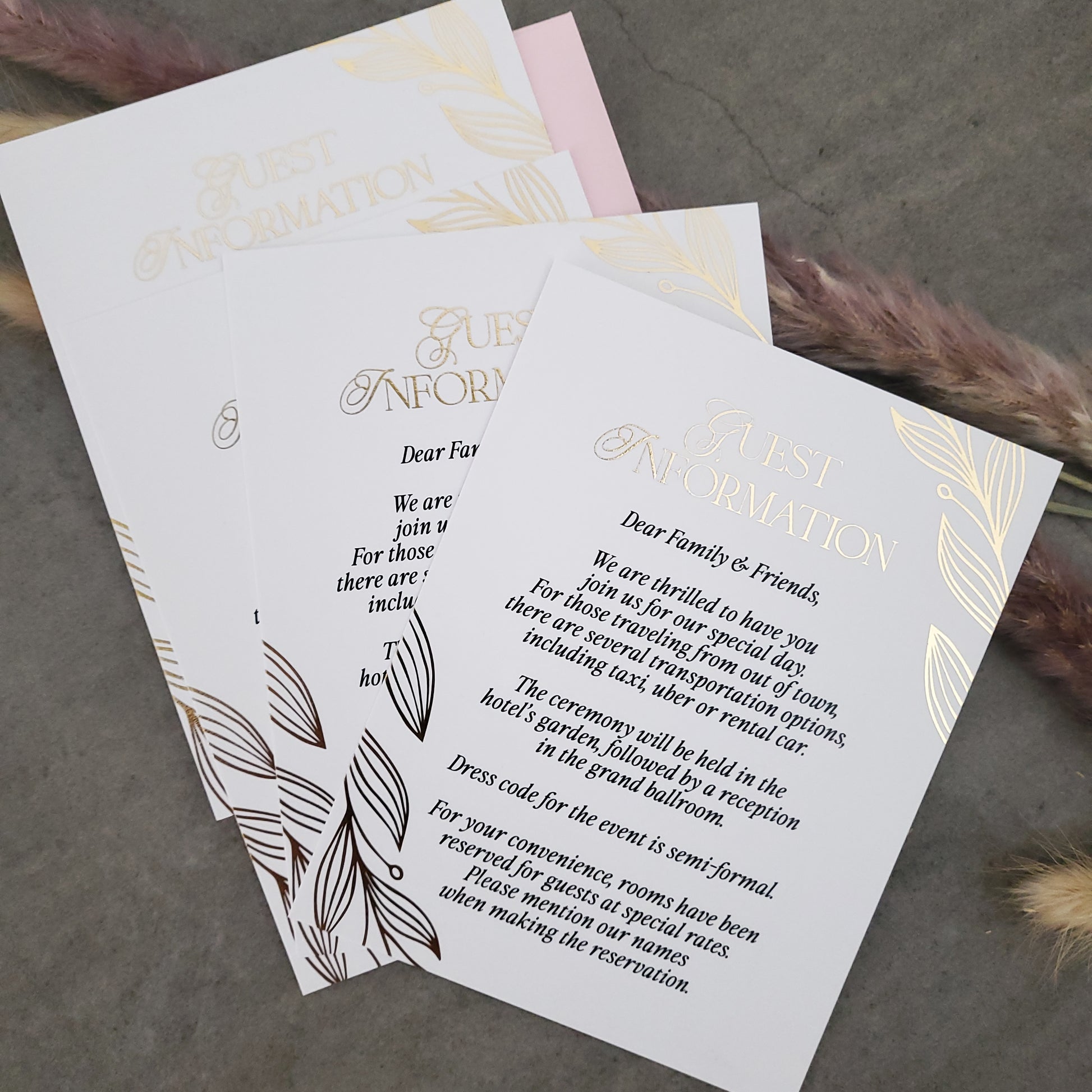 gold foiled wedding guest information enclosure card - XOXOKristen