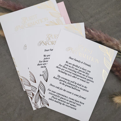 gold foiled wedding guest information enclosure card - XOXOKristen