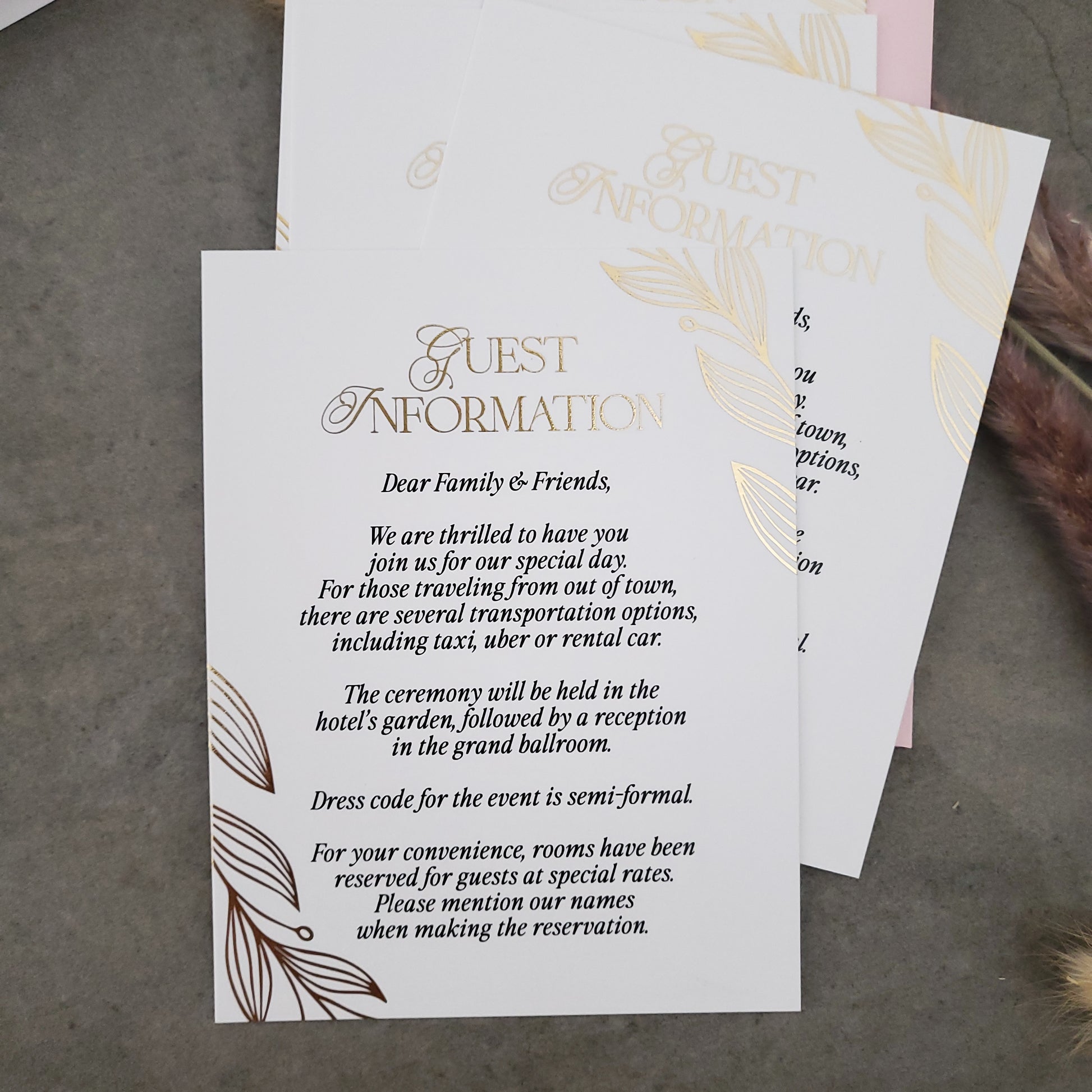 gold foiled wedding guest information enclosure card - XOXOKristen