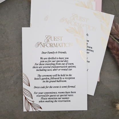 gold foiled wedding guest information enclosure card - XOXOKristen