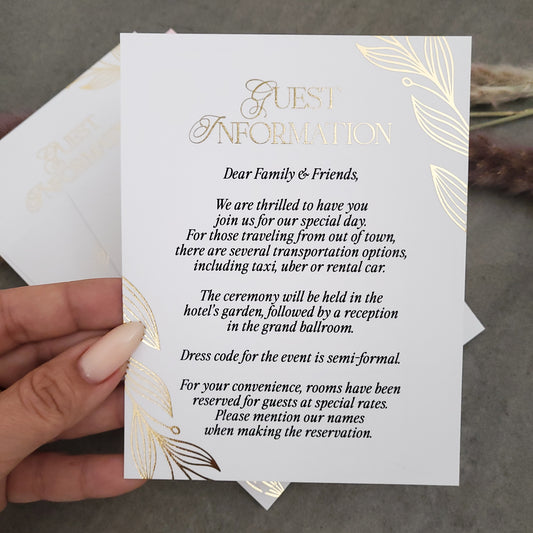 gold foiled wedding guest information enclosure card - XOXOKristen