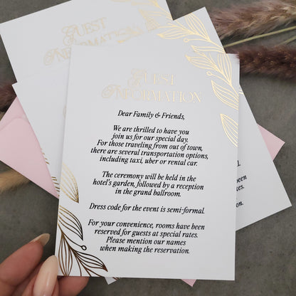 gold foiled wedding guest information enclosure card - XOXOKristen
