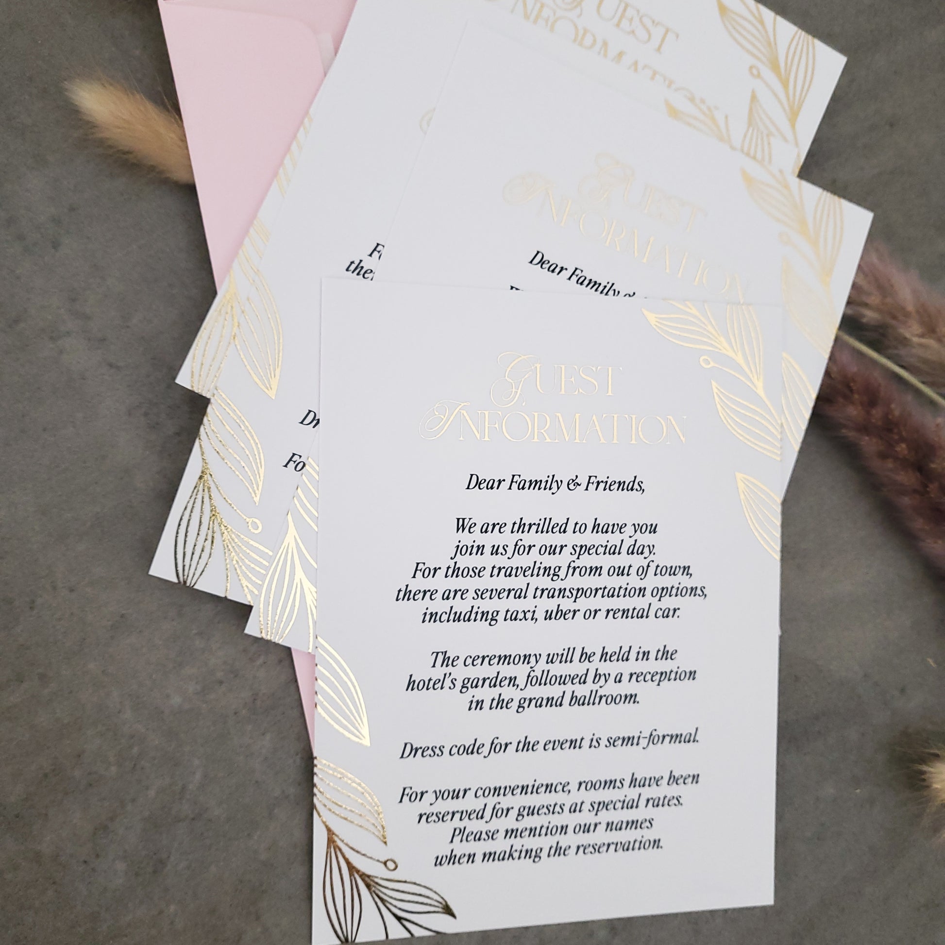 gold foiled wedding guest information enclosure card - XOXOKristen