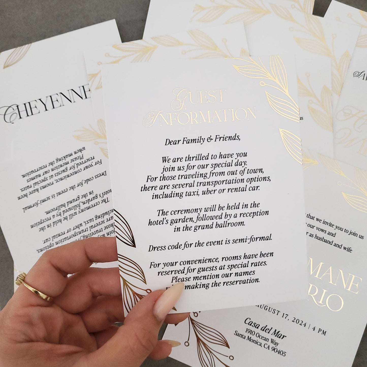 gold foiled wedding guest information enclosure card - XOXOKristen