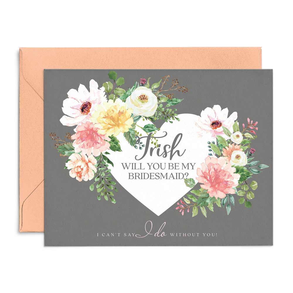 Blush and Grey Floral I can't say i do without you Bridesmaid proposal scratch off card - xoxokristen