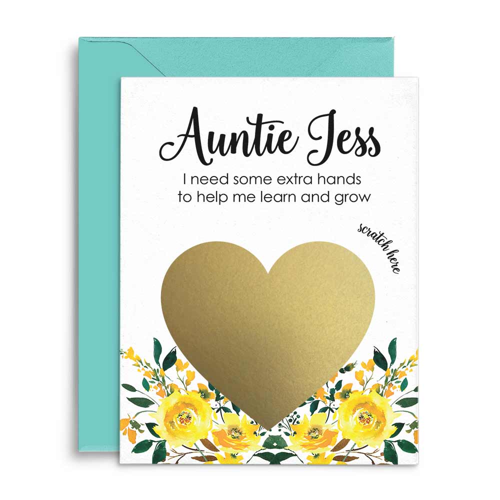 Personalized Will you be my godmother scratch-off card with yellow flowers design - XOXOKristen