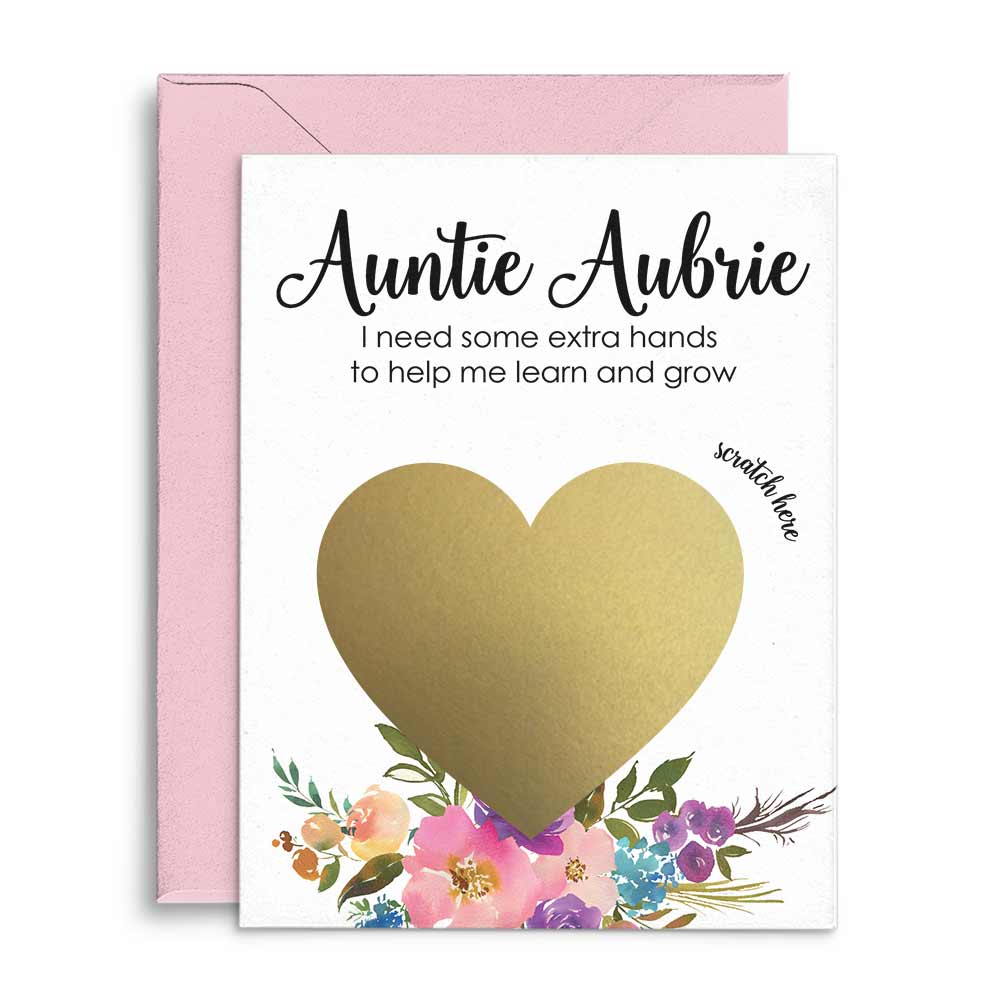 Pink flower bouquet Will you be my godmother scratch-off proposal card - XOXOKristen