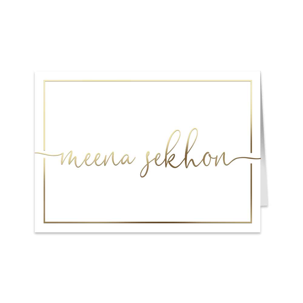 Elegant and romantic gold handwritten name wedding table place card - XOXOKristen