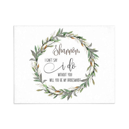 Green Wreath Stylish Bridesmaid Proposal Card for Rustic Wedding Proposal - XOXOKristen