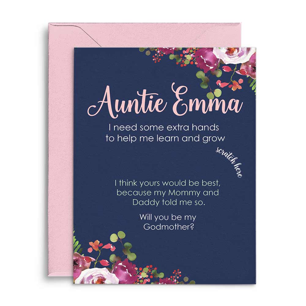 Will you be my godmother proposal scratch-off card with cranberries design - XOXOKristen