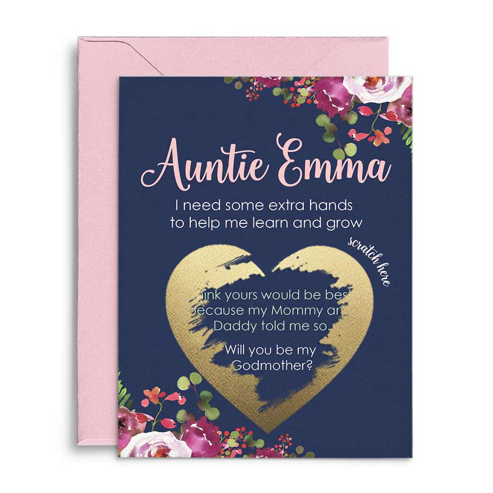 Will you be my godmother proposal scratch-off card with cranberries design - XOXOKristen