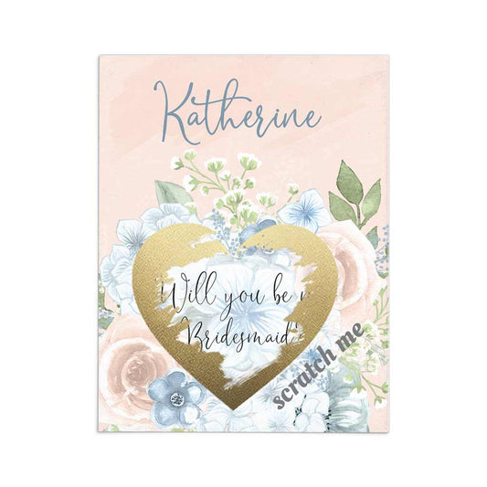  Personalized Will you be my Bridesmaid Blush Floral Scratch-off Proposal Card - XOXOKristen