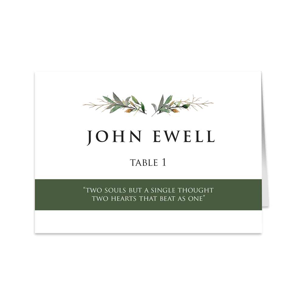 Custom greenery wedding table place cards with poem - XOXOKristen