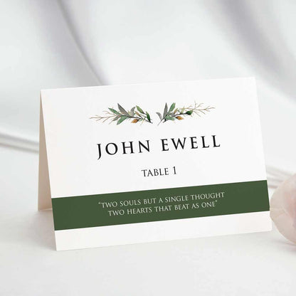 Custom greenery wedding table place cards with poem - XOXOKristen
