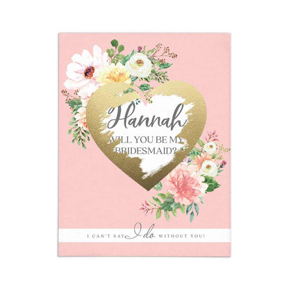 Personalized Will you be my bridesmaid scratch-off Proposal Card with Blush and Pink Floral Design  - XOXOKristen