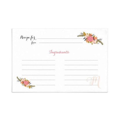 White floral recipe cards with custom monogram letter - XOXOKristen