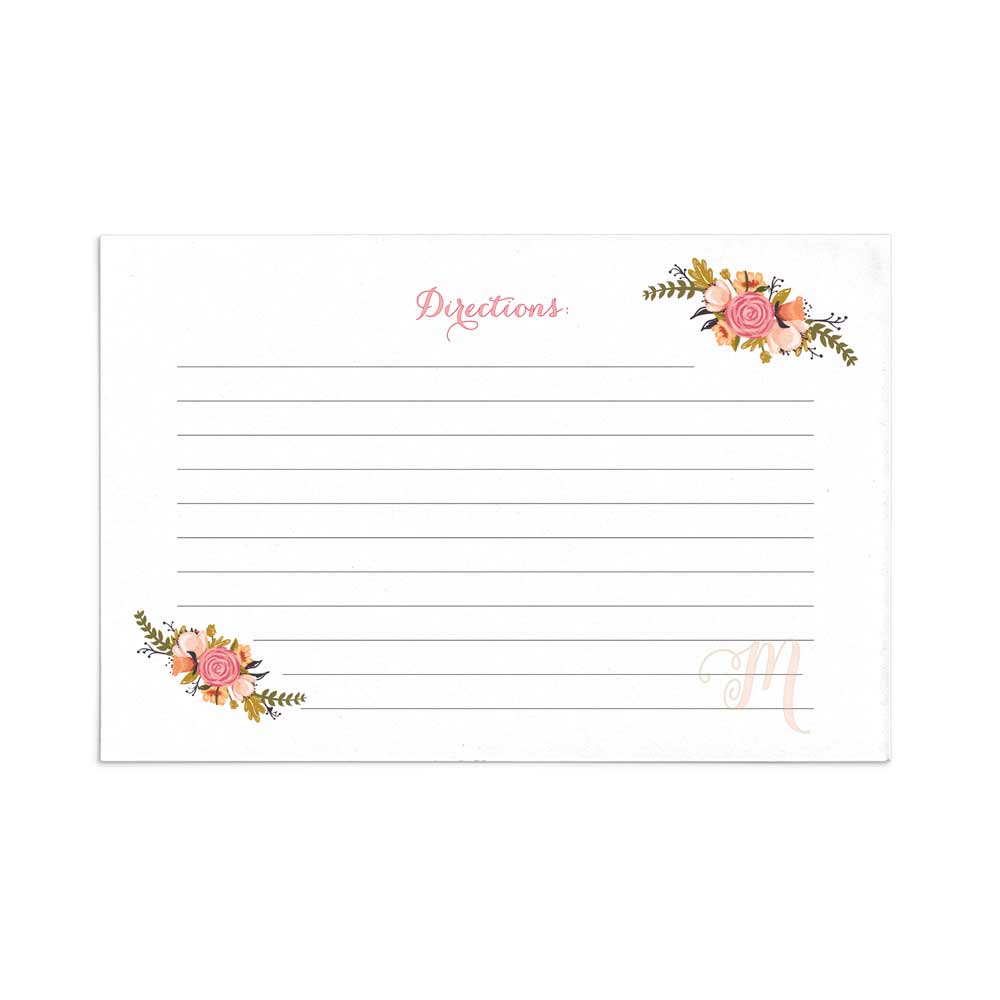White floral recipe cards with custom monogram letter - XOXOKristen