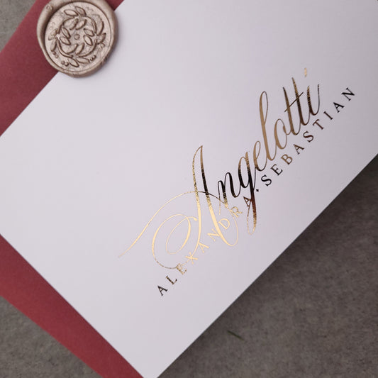 gold foiled flat wedding stationery cards to personalize - XOXOKristen