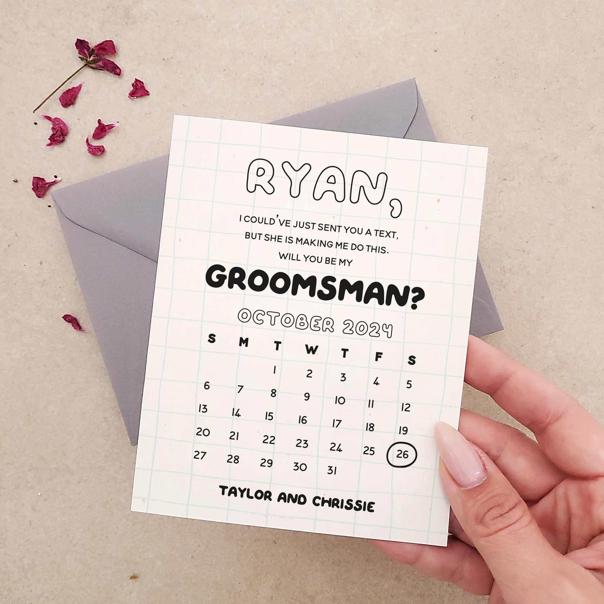 will you be my groomsman proposal card with funny save the date design - XOXOKristen