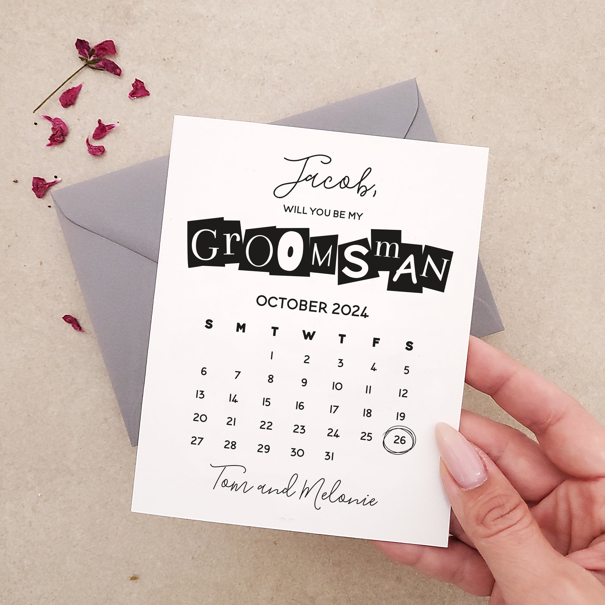will you be my groomsman proposal calendar card - XOXOKristen