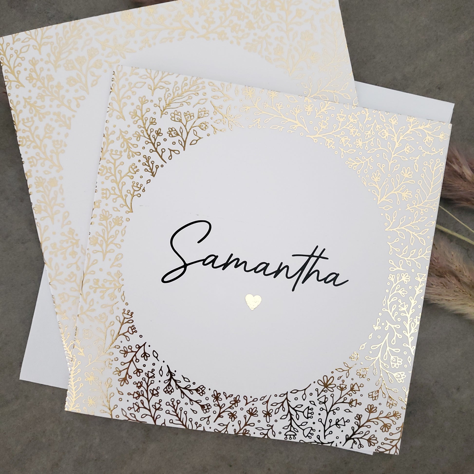 square white and gold bridesmaid proposal card personalized with a name - XOXOKristen