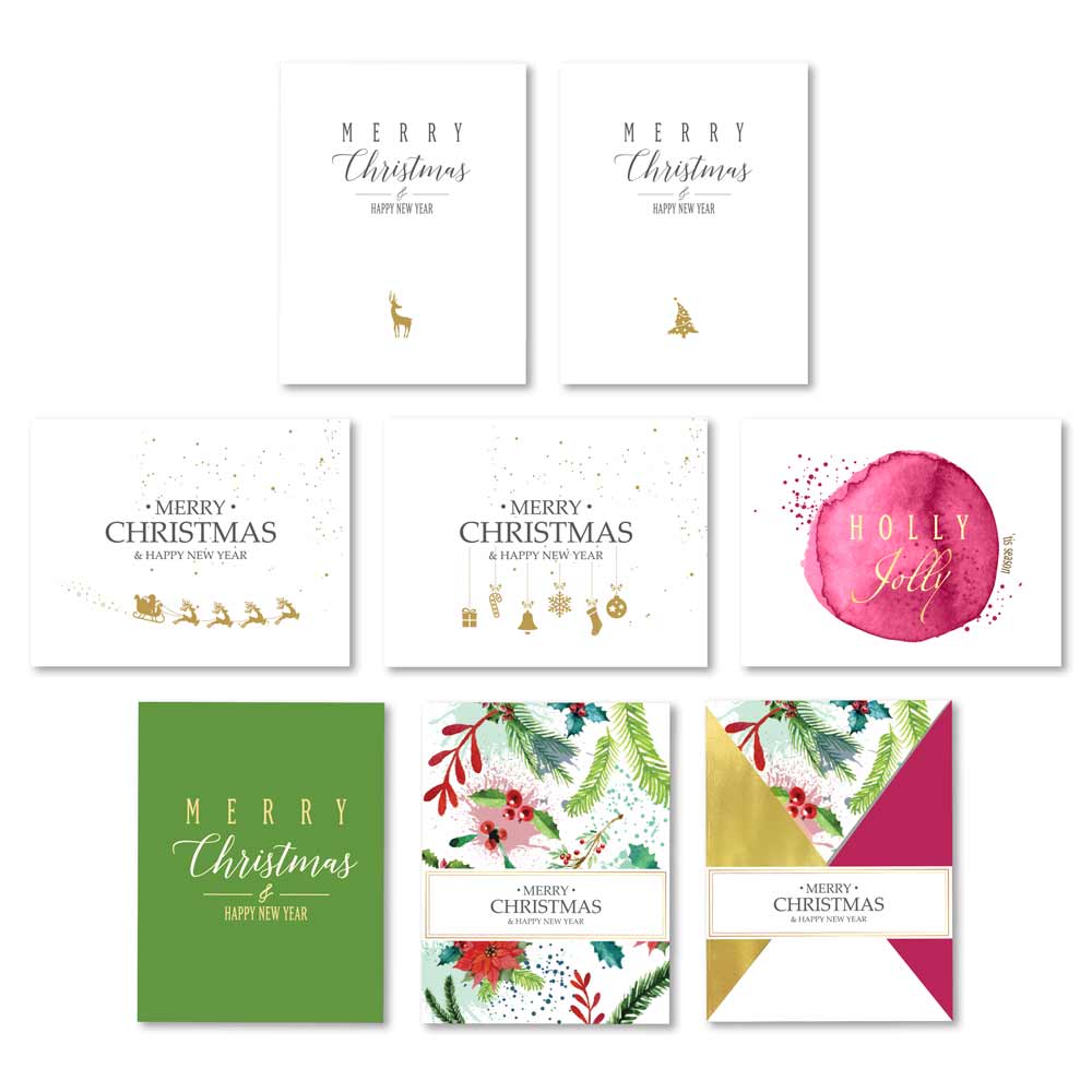 Set of 8 elegant Merry Christmas & Happy New Year greeting cards -  XOXOKristen