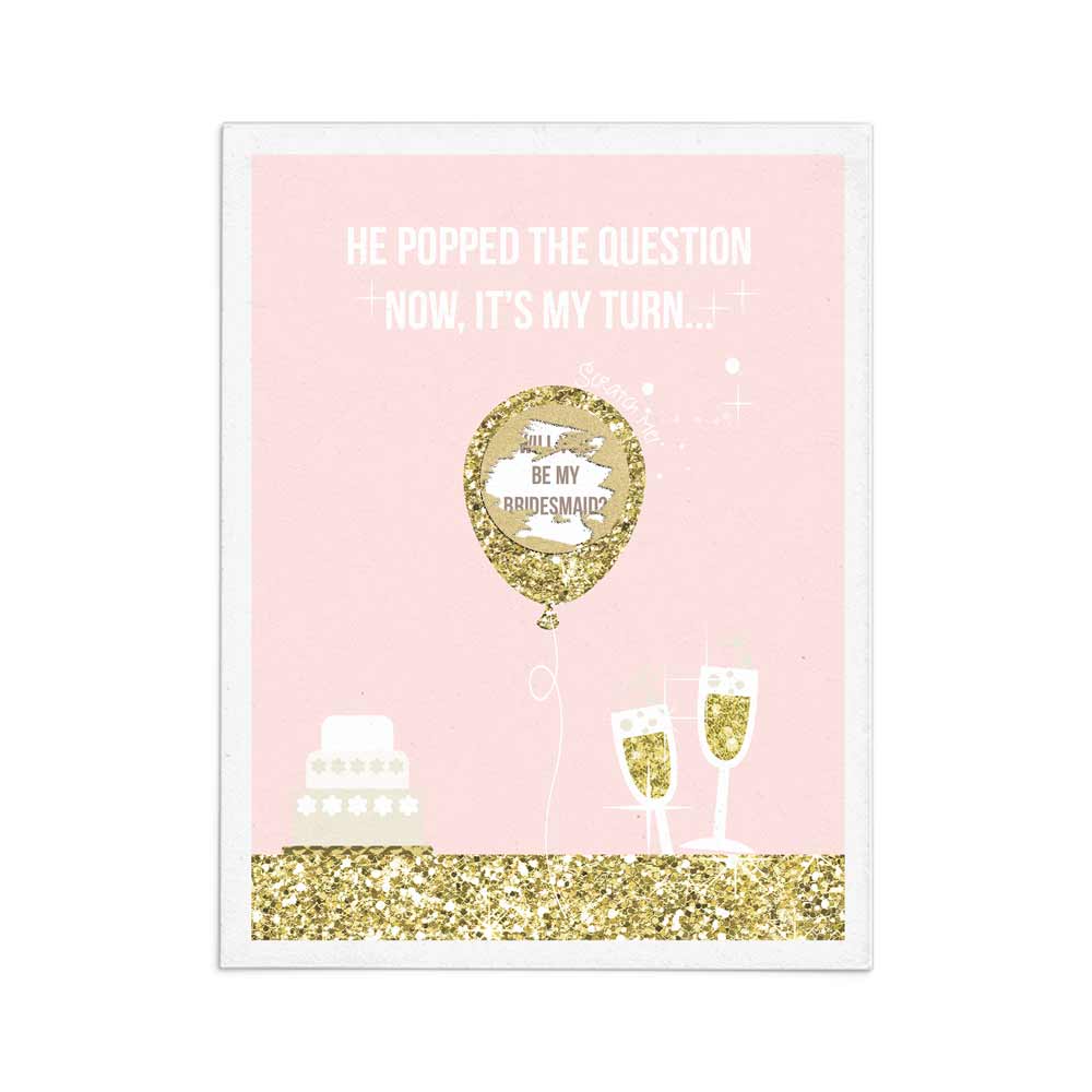 Pink Will you be my bridesmaid scratch-off proposal card - XOXOKristen