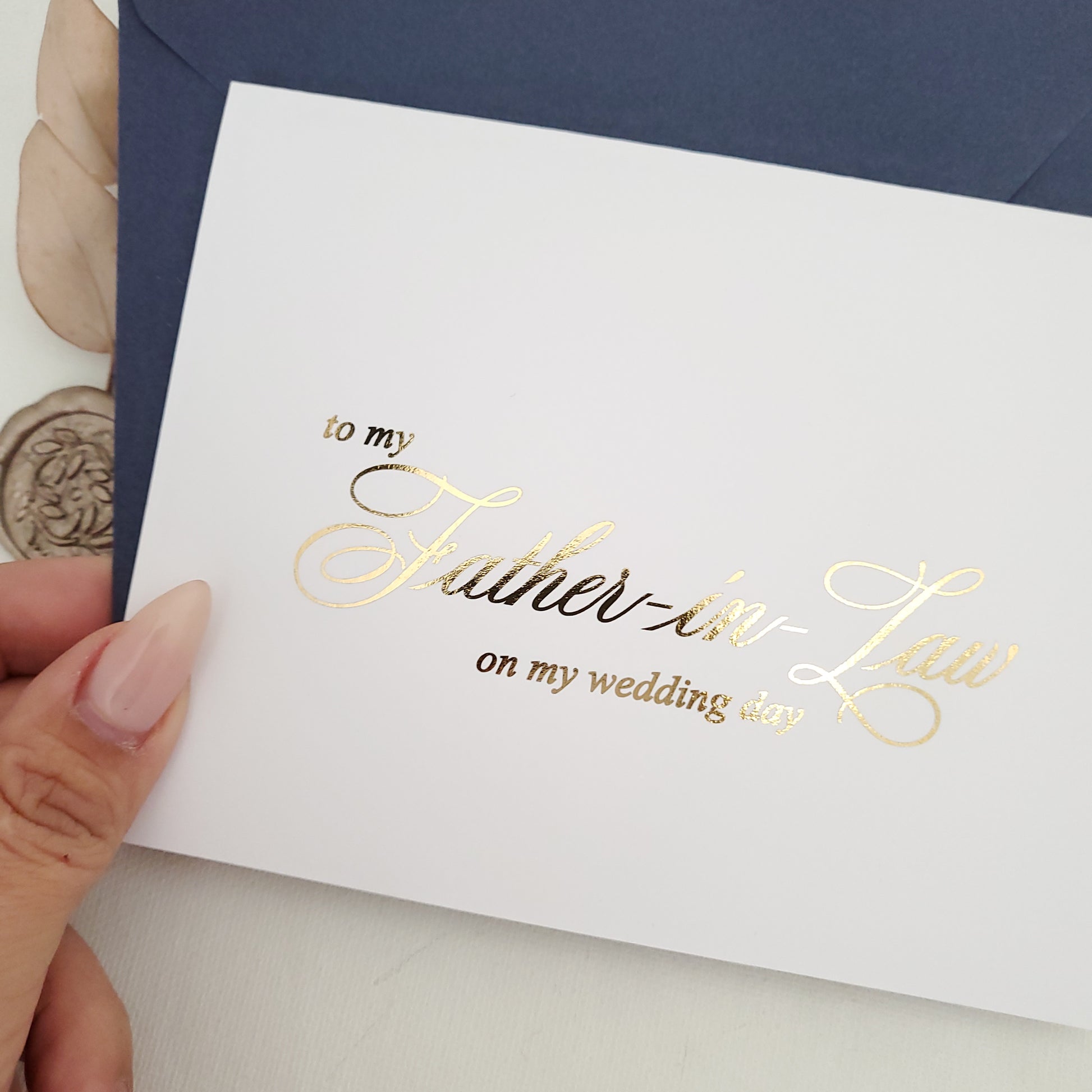 gold foiled to my father-in-law wedding note card -  XOXOKristen