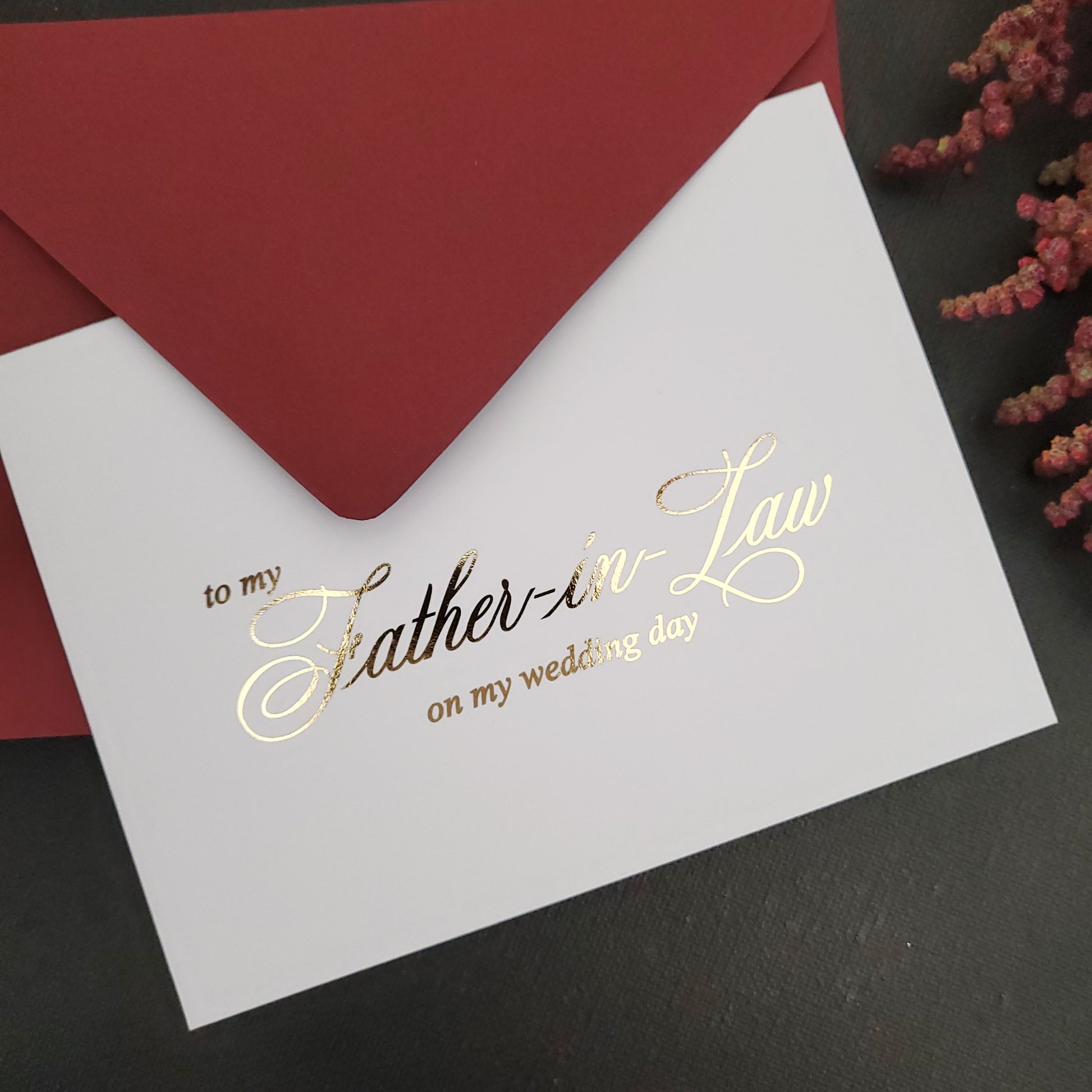 gold foiled to my father-in-law wedding note card -  XOXOKristen