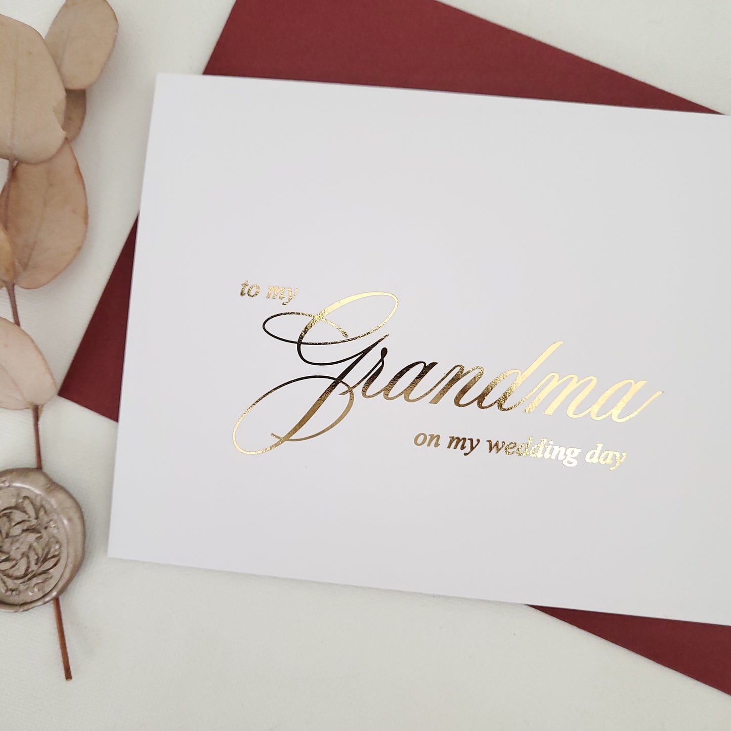 gold foiled to my grandma on my wedding day note card - XOXOKristen