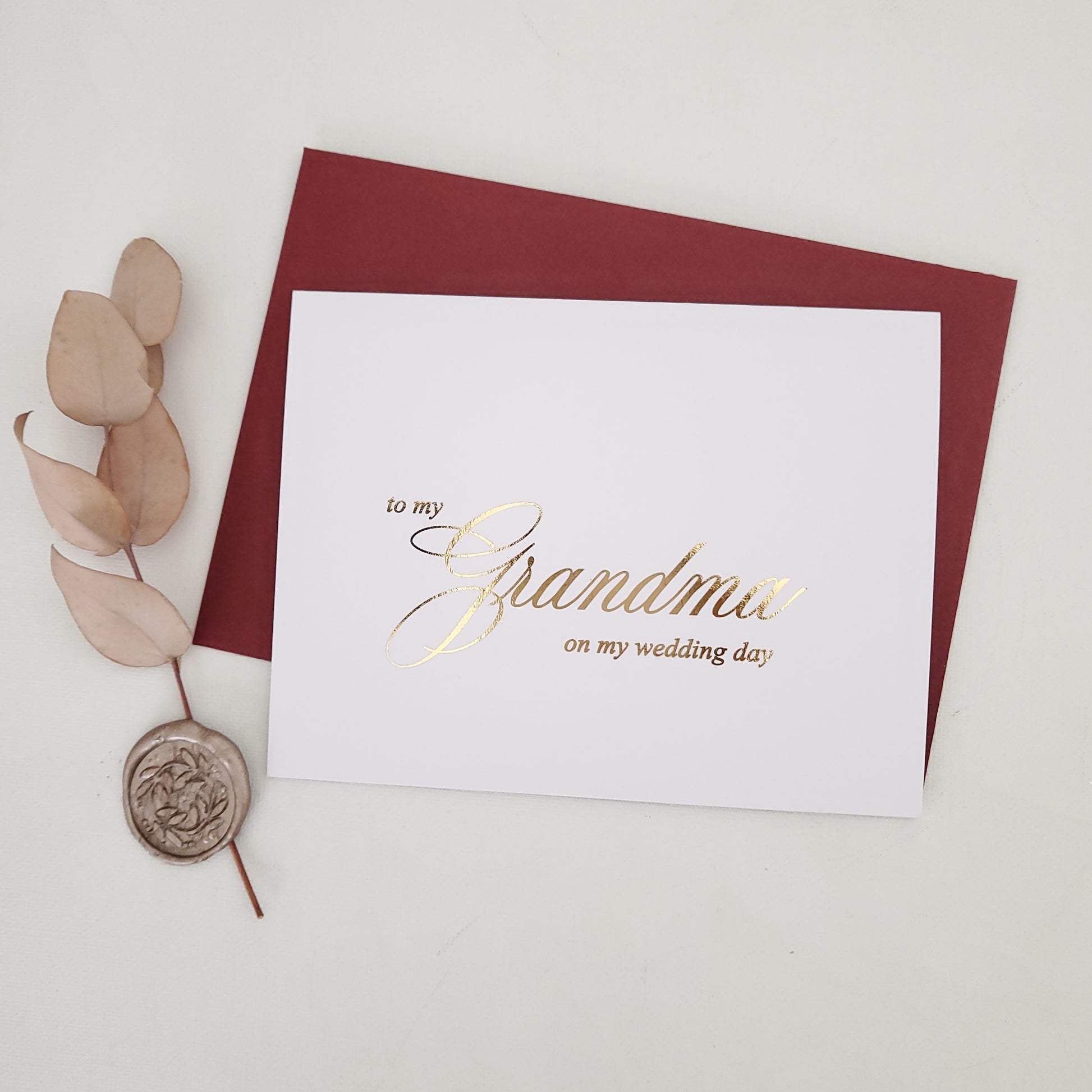 gold foiled to my grandma on my wedding day note card - XOXOKristen