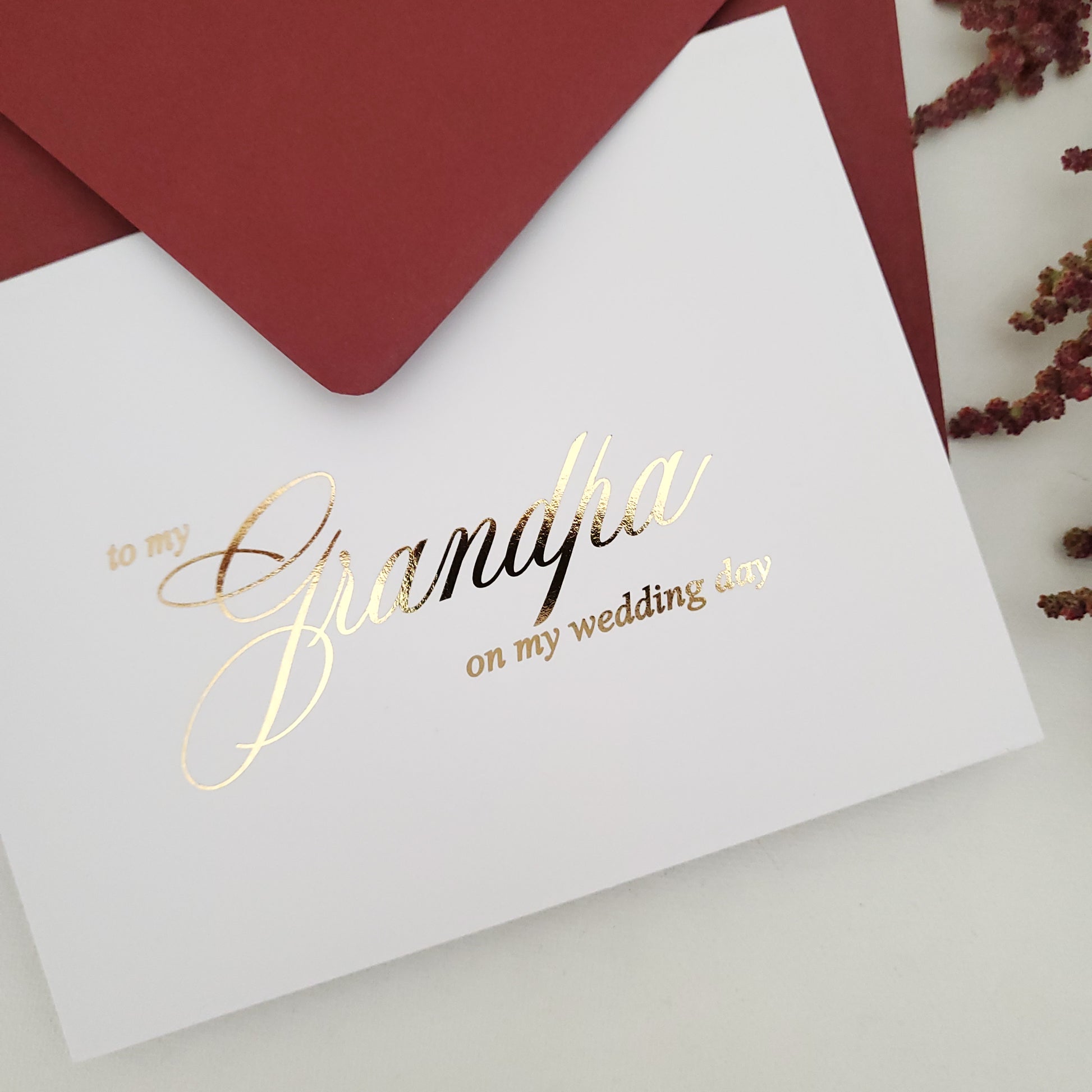 gold foiled to my grandpa on my wedding day note card -  XOXOKristen