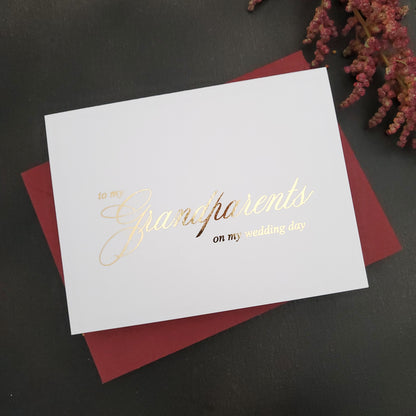 gold foiled to my grandparents on my wedding day card -  XOXOKristen