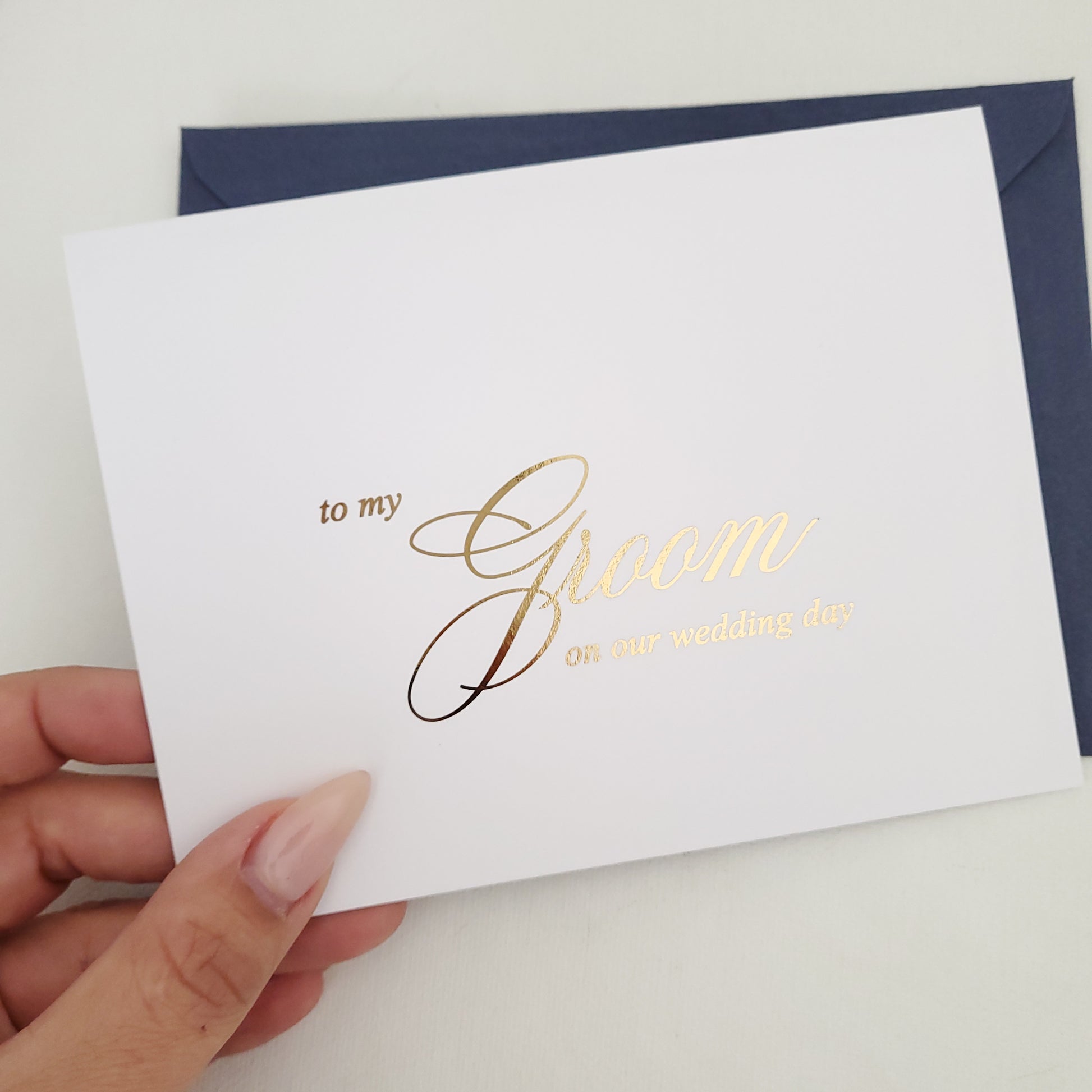 gold foiled to my groom on our wedding day note card -  XOXOKristen