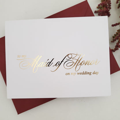 gold foiled to my maid of honor wedding note cards - XOXOKristen