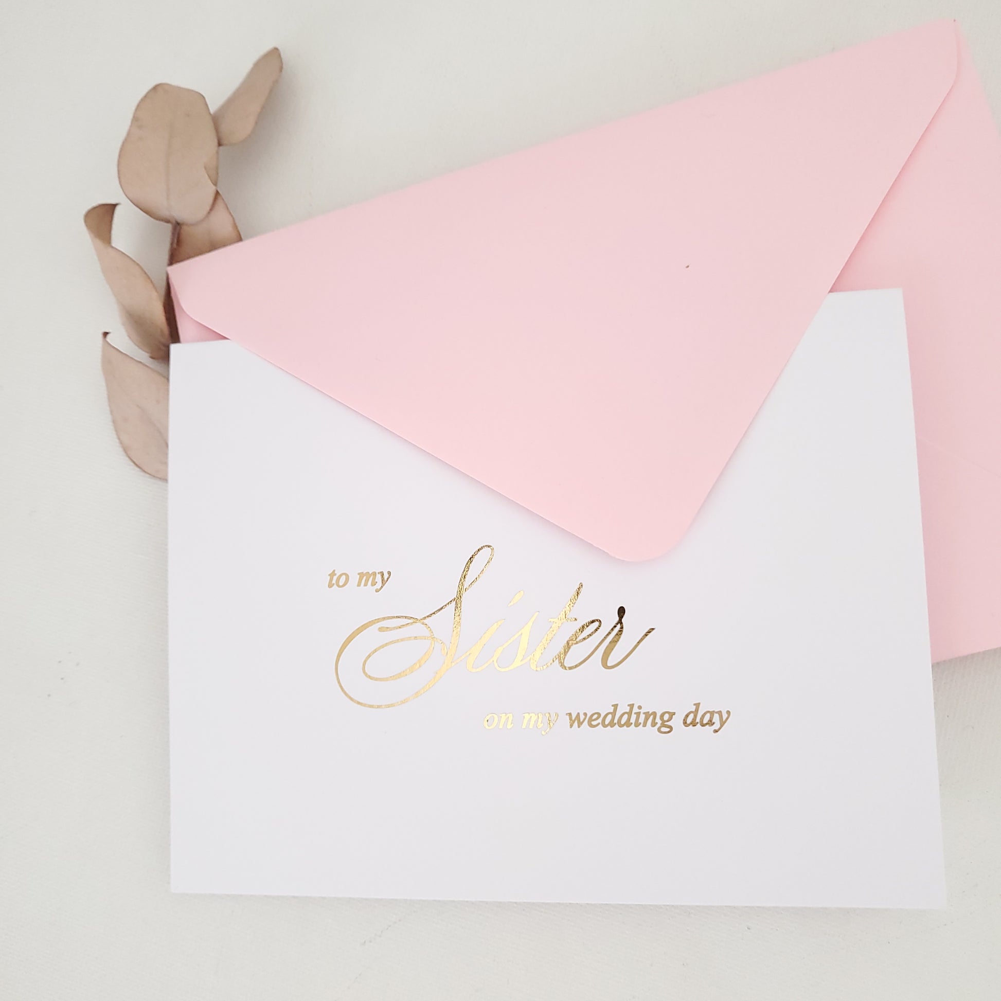 gold foiled to my sister on my wedding day note card -  XOXOKristen