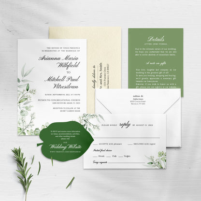 Wedding Floral Greenery Invitation Suite