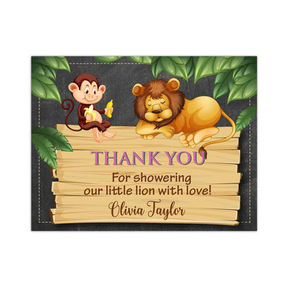 Customized jungle safari themed baby shower thank you cards - XOXOKristen 