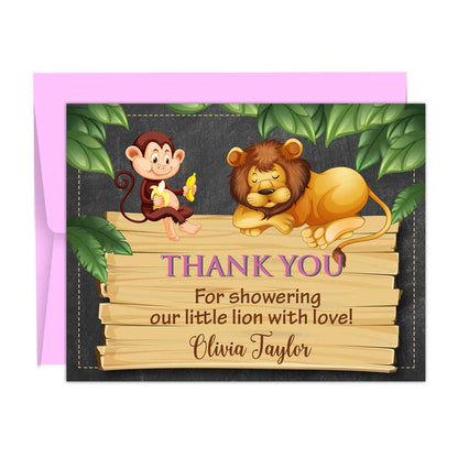 Customized jungle safari themed baby shower thank you cards - XOXOKristen 