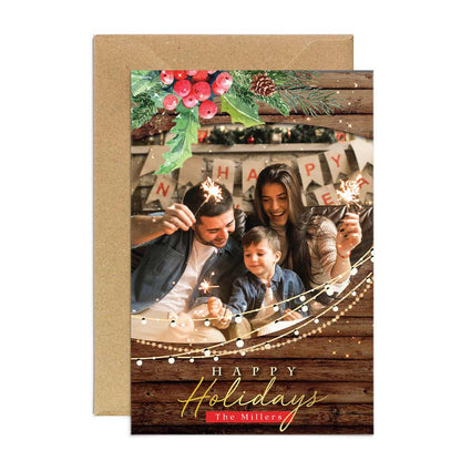 Happy Holidays family photo Christmas greeting card - XOXOKristen