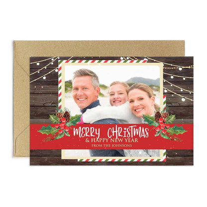 Merry Christmas & Happy New Year Family Photo Greetings Card - XOXOKristen