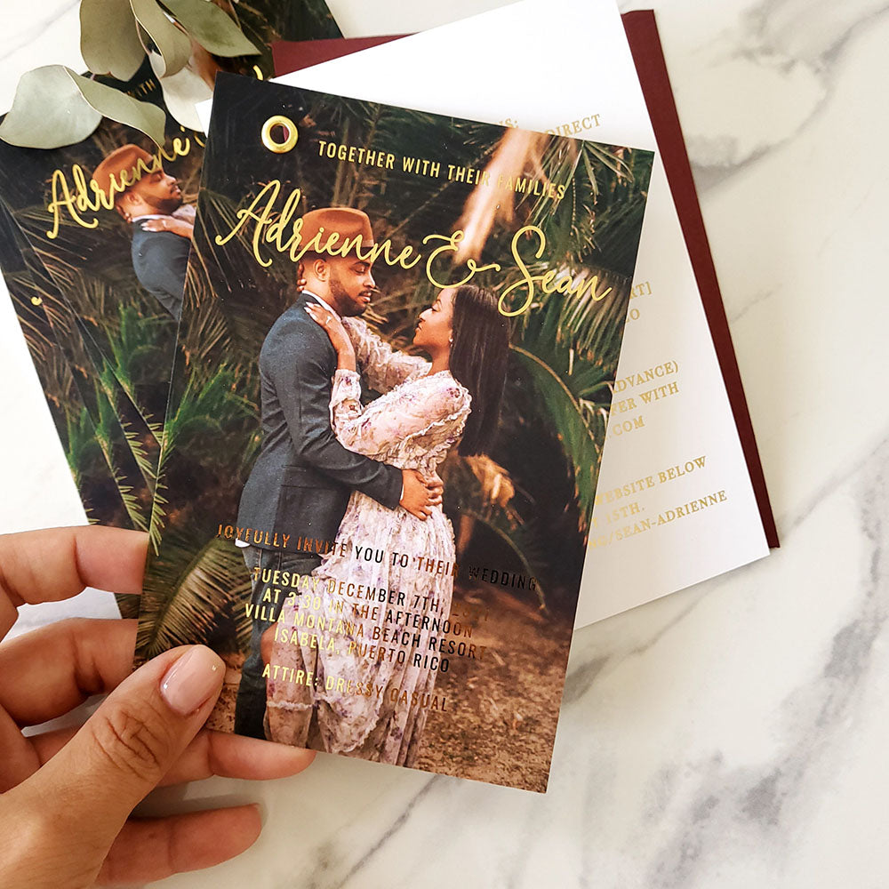 Wedding Invitation with Picture and Foiling Print