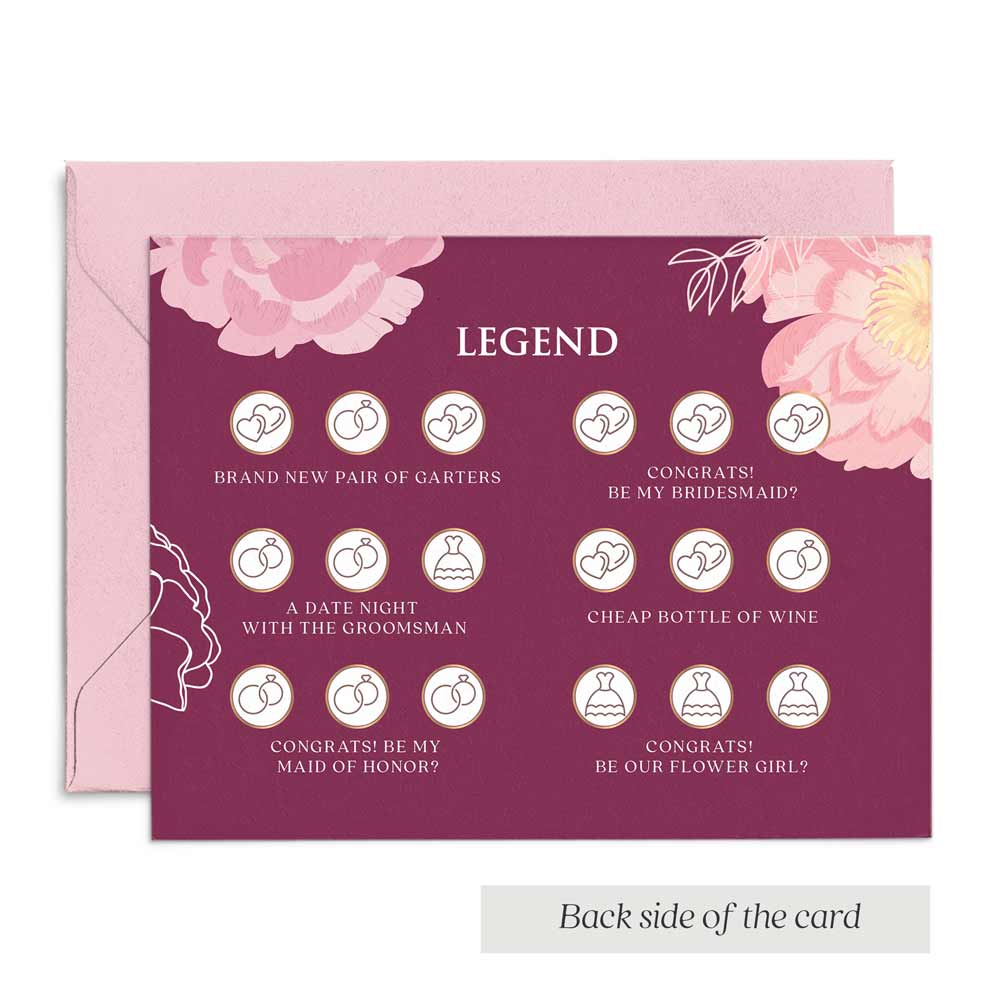 Will you be my Bridesmaid Pink and Burgundy Lottery Scratch-off Proposal Card - XOXOKristen