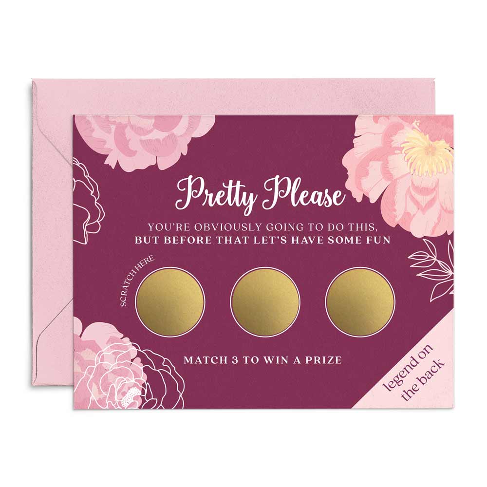 Will you be my Bridesmaid Pink and Burgundy Lottery Scratch-off Proposal Card - XOXOKristen